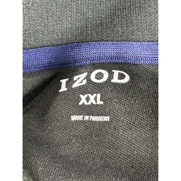 Izod Mens Polo Shirt XXL Green & Blue Striped Cotton Blend - Picture 4 of 9